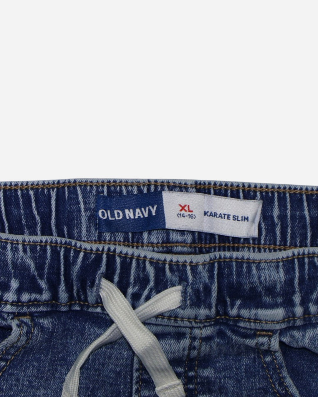 Shorts de jean azul con rotos y cintura elástica para niño, marca Old Navy, talla XL (14-16), ropa de segunda mano en República Dominicana