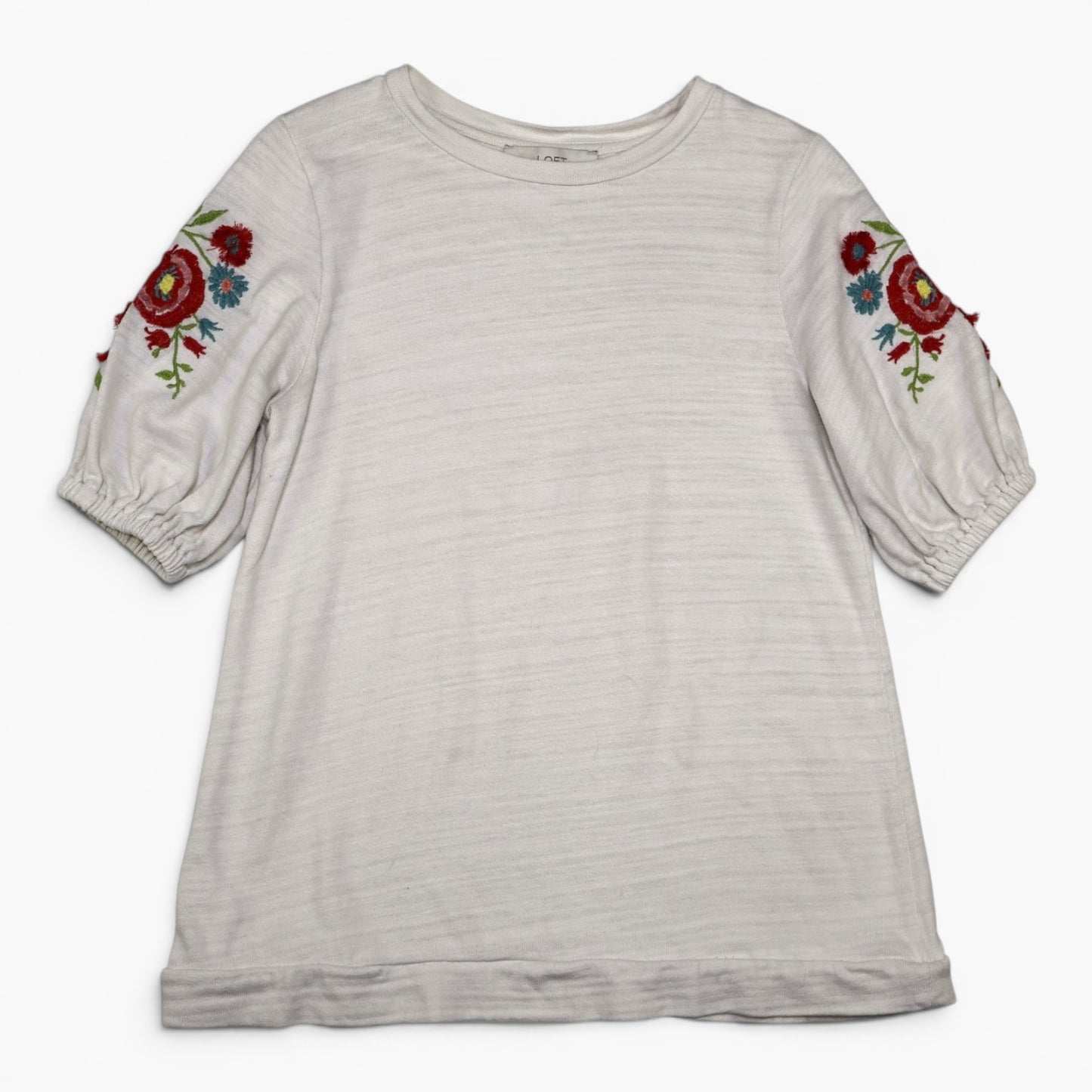 BLUSA CREMA CON BORDADO EN MANGAS | LOFT | TALLA XS