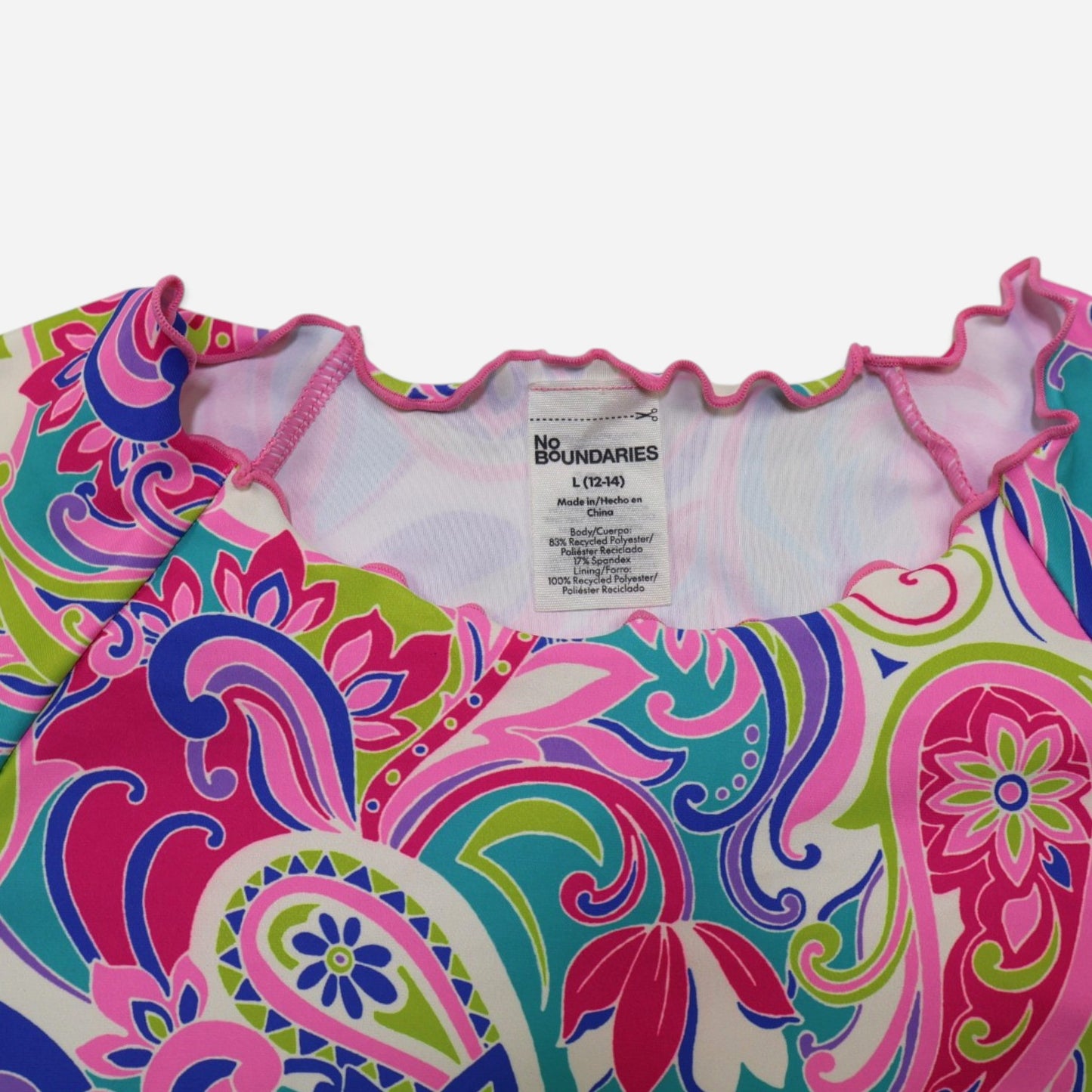 TOP DE TRAJE DE BAÑO MANGA CORTA PARA MUJER | NO BOUNDARIES | TALLA L (12-14)