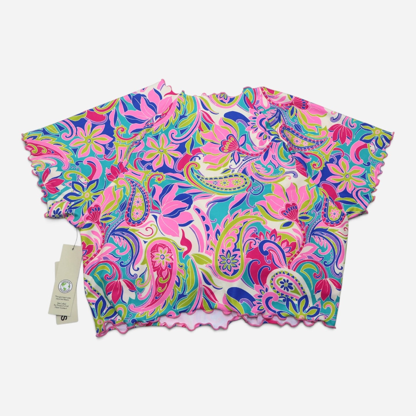 TOP DE TRAJE DE BAÑO MANGA CORTA PARA MUJER | NO BOUNDARIES | TALLA L (12-14)