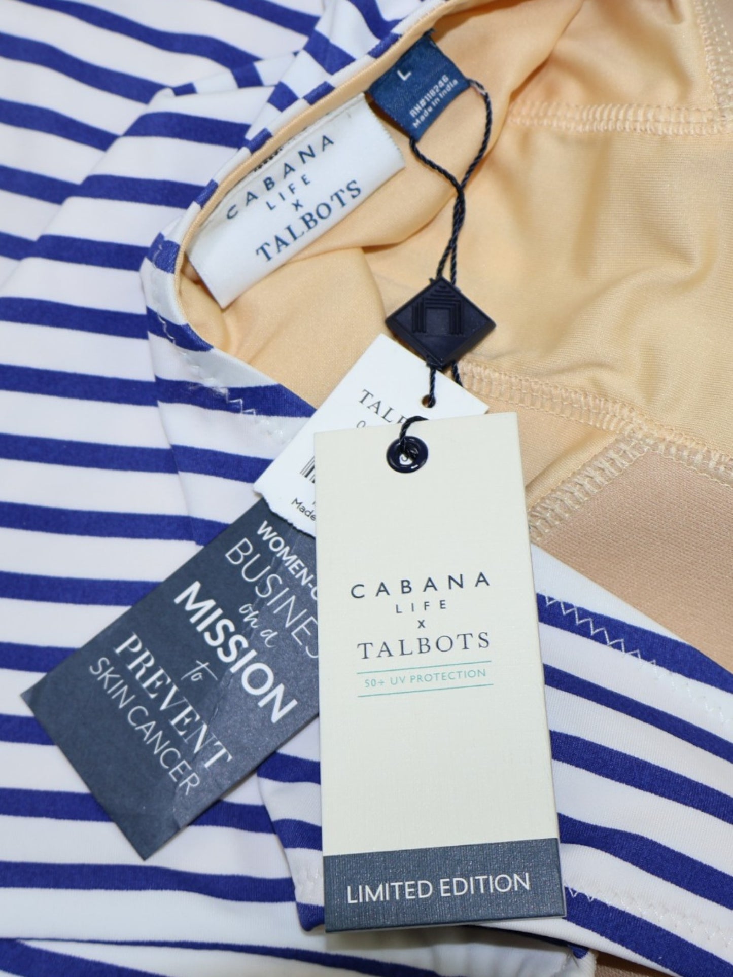 TRAJE DE BAÑO ENTERO DE RAYAS PARA MUJER | CABANA LIFE X TALBOTS | TALLA L