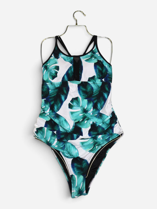 TRAJE DE BAÑO ENTERO CON ESTAMPADO DE HOJAS TROPICALES | CUPSHE | TALLA XXL