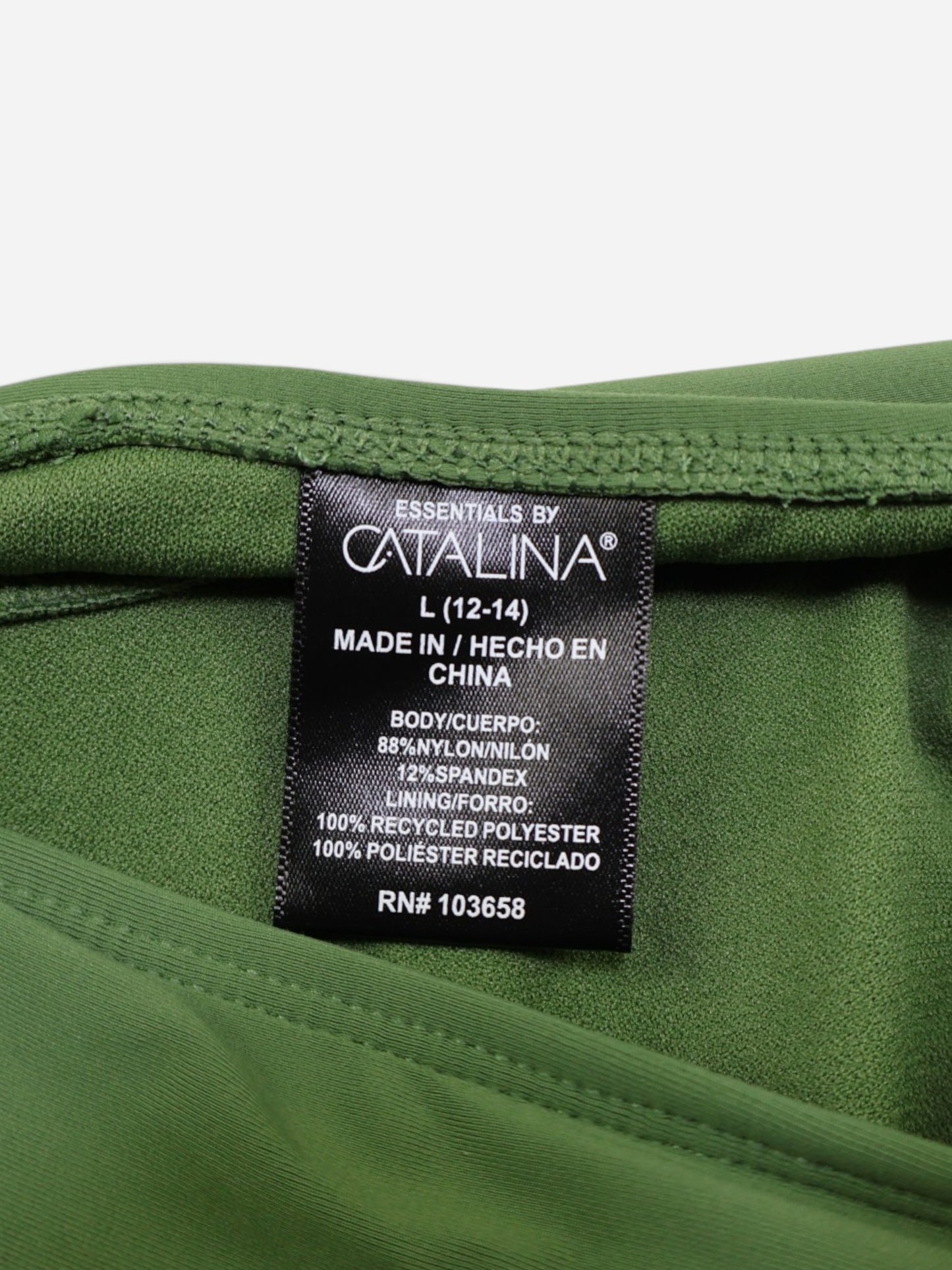 TRAJE DE BAÑO ENTERO VERDE PARA MUJER | ESSENTIALS BY CATALINA | TALLA L (12-14)