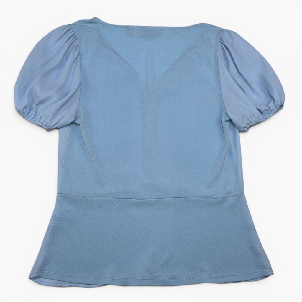 BLUSA AZUL CLARO CON MANGAS ABULLONADAS | 7TH AVENUE DESIGN STUDIO | TALLA S