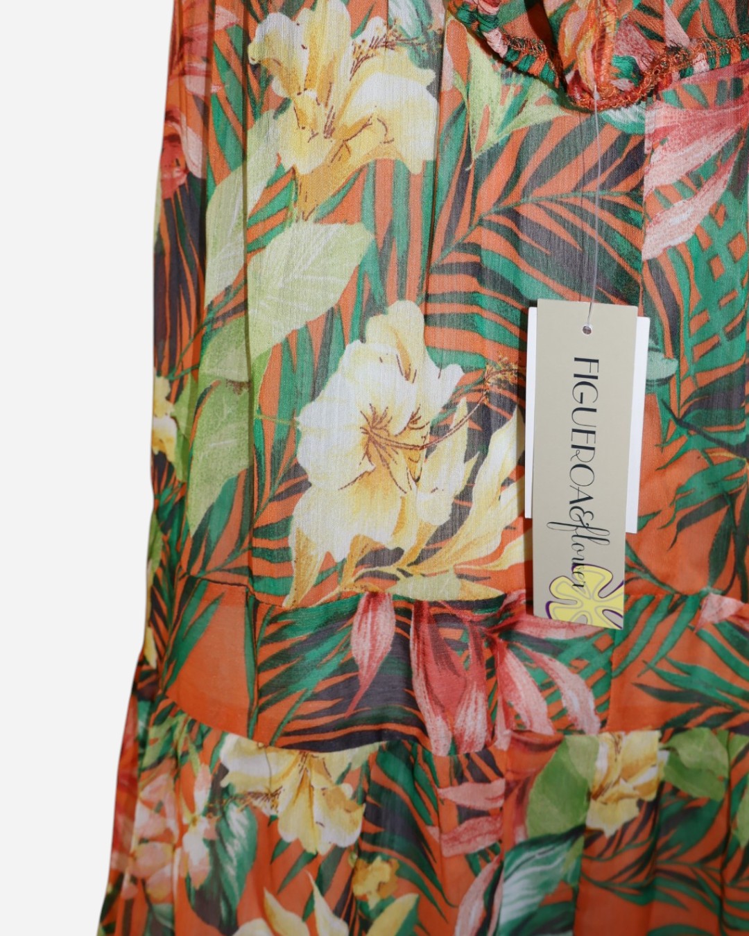 NUEVO CON ETIQUETA | VESTIDO MIDI CON ESTAMPADO TROPICAL | FIGUEROA & FLOWER | TALLA XL
