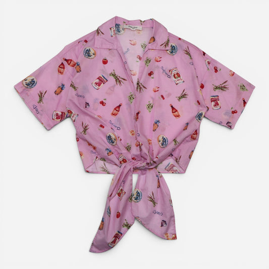 CAMISA MANGA CORTA CON ESTAMPADO DE COMIDA | HAVEN + BLAIR | TALLA S