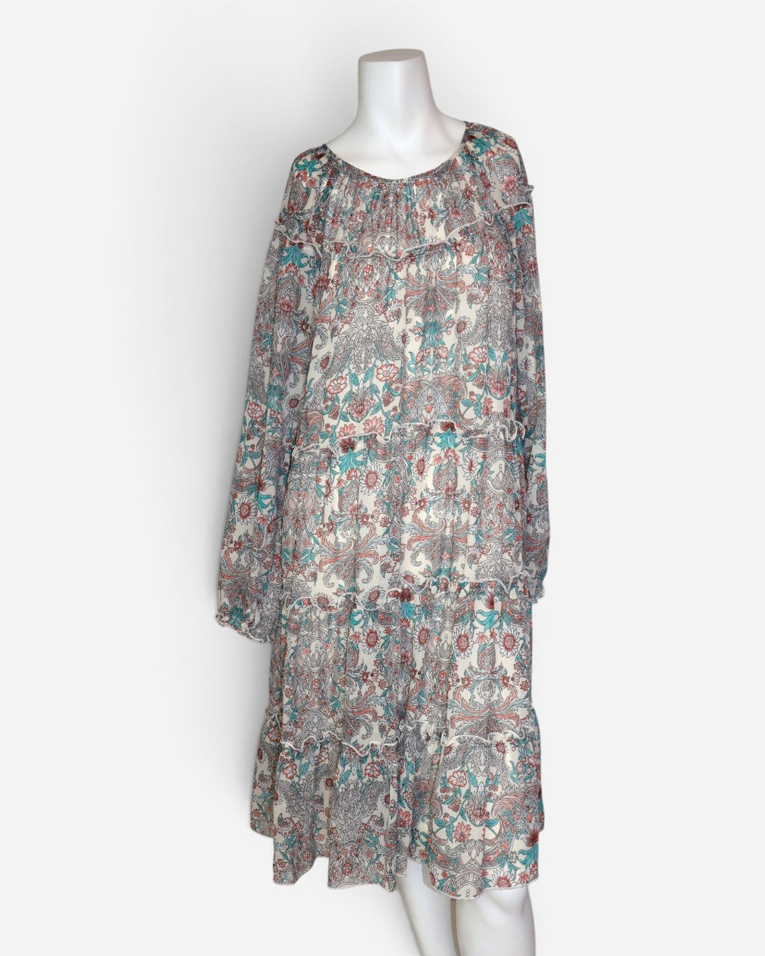 Vestido floral manga larga Kate and Lily para mujer, talla 12, ropa de segunda mano en República Dominicana