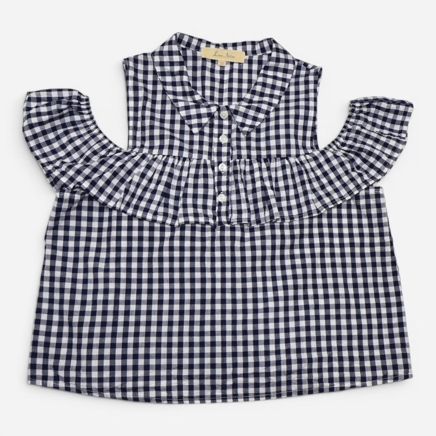 BLUSA DE CUADROS CON HOMBROS DESCUBIERTOS | LOVE NOTES | TALLA L