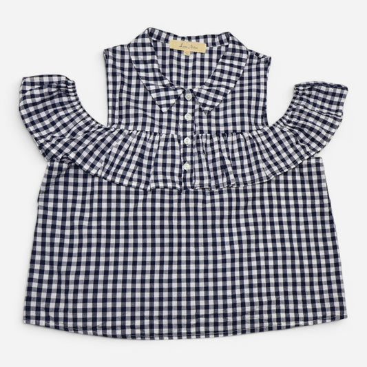 BLUSA DE CUADROS CON HOMBROS DESCUBIERTOS | LOVE NOTES | TALLA L