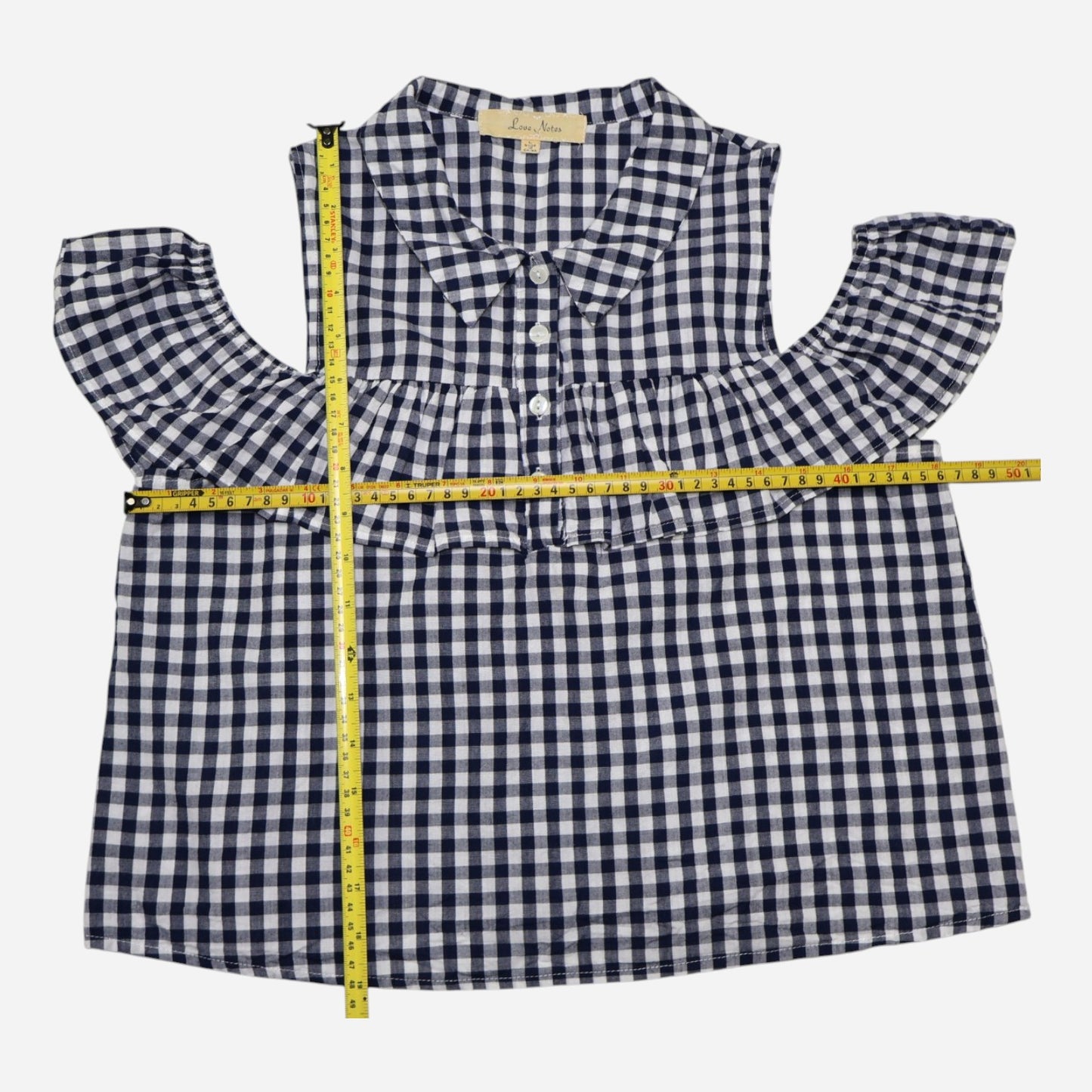 BLUSA DE CUADROS CON HOMBROS DESCUBIERTOS | LOVE NOTES | TALLA L