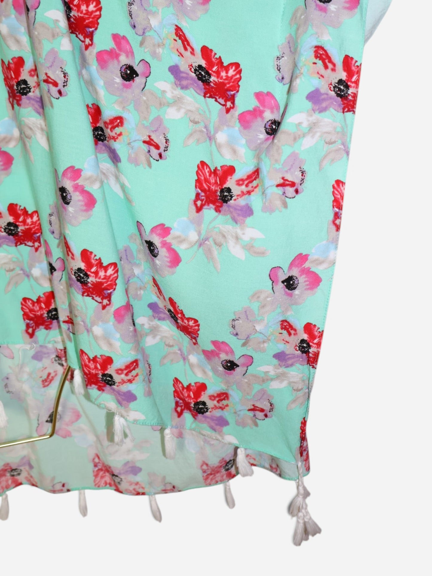 SALIDA DE BAÑO CON ESTAMPADO FLORAL Y BORLAS | MARY SQUARE | TALLA ÚNICA