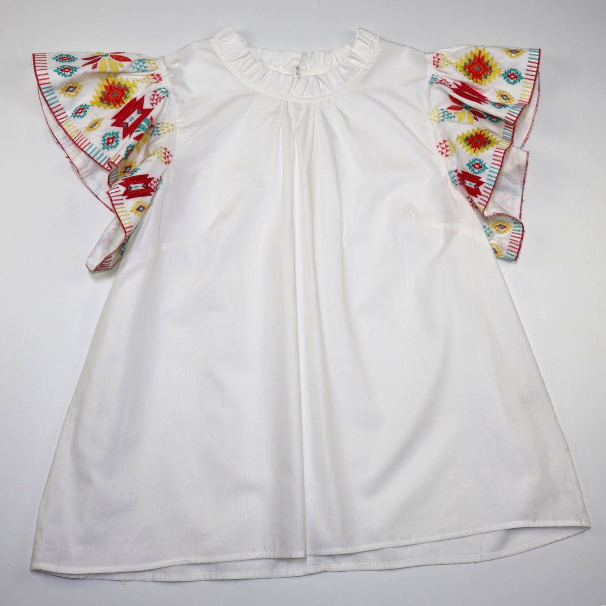 BLUSA BLANCA CON MANGAS BORDADAS | CROWN & IVY | TALLA XL