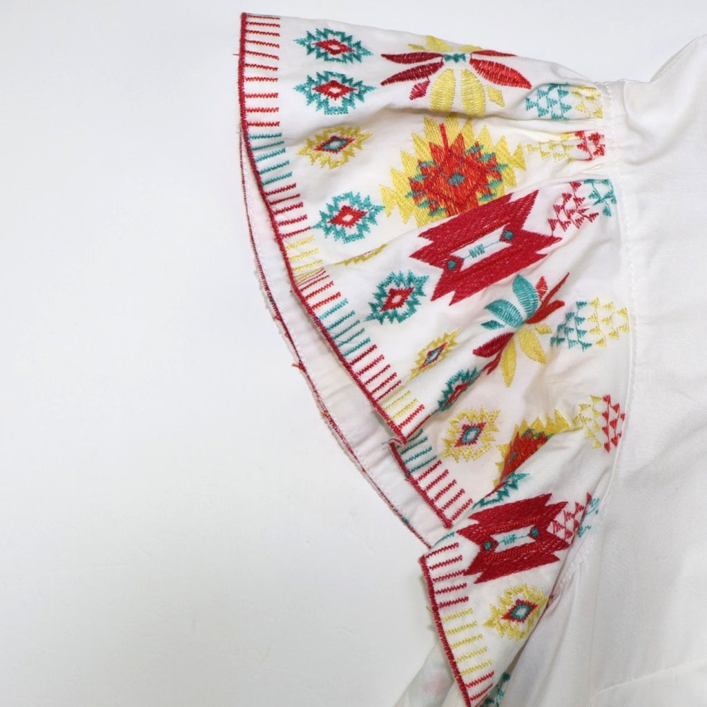 BLUSA BLANCA CON MANGAS BORDADAS | CROWN & IVY | TALLA XL