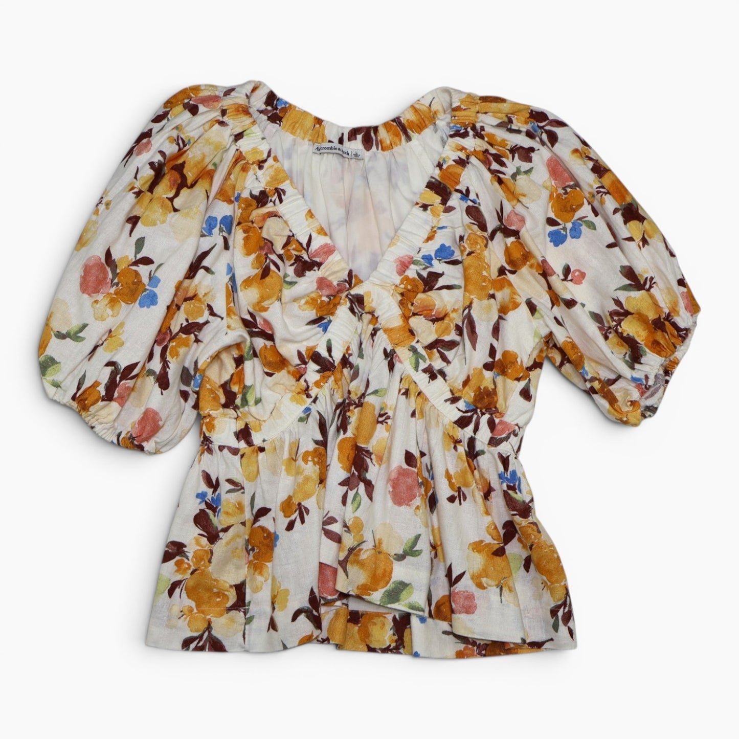 BLUSA FLORAL DE LINO Y ALGODÓN | ABERCROMBIE & FITCH | TALLA L