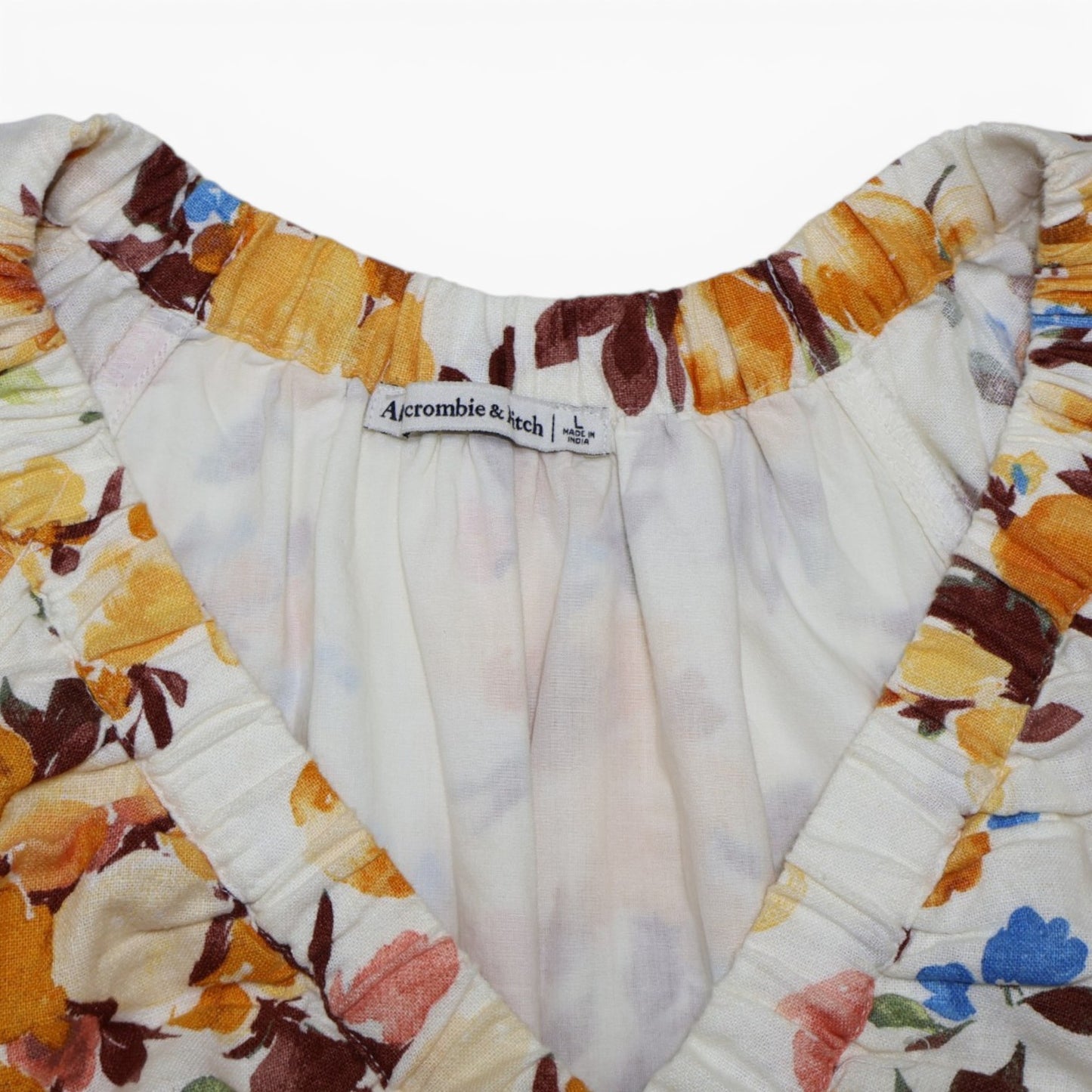 BLUSA FLORAL DE LINO Y ALGODÓN | ABERCROMBIE & FITCH | TALLA L