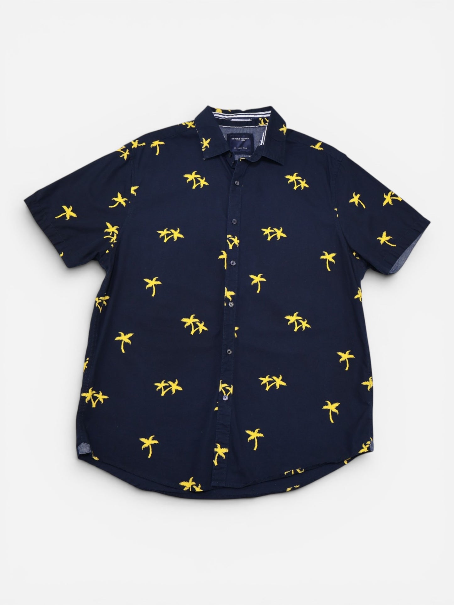 CAMISA MANGA CORTA CON ESTAMPADO DE PALMERAS | DENIM & FLOWER | TALLA L