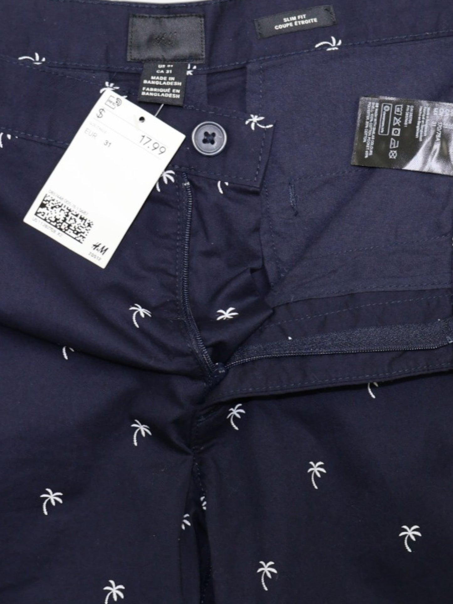 BERMUDA SLIM FIT CON ESTAMPADO DE PALMERAS | H&M | TALLA 31