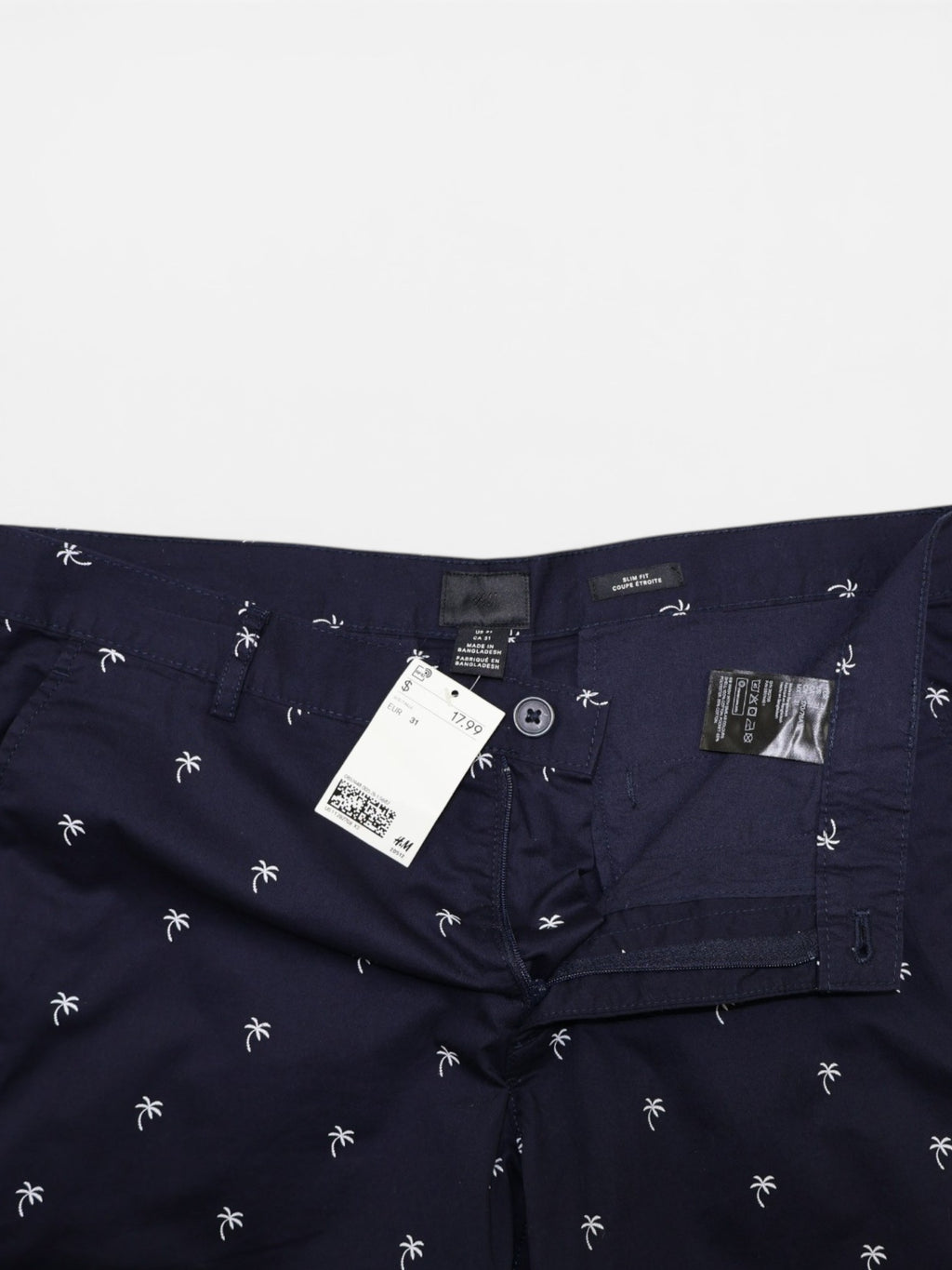 NEW | BERMUDA SLIM FIT CON ESTAMPADO DE PALMERAS | H&M | TALLA 31