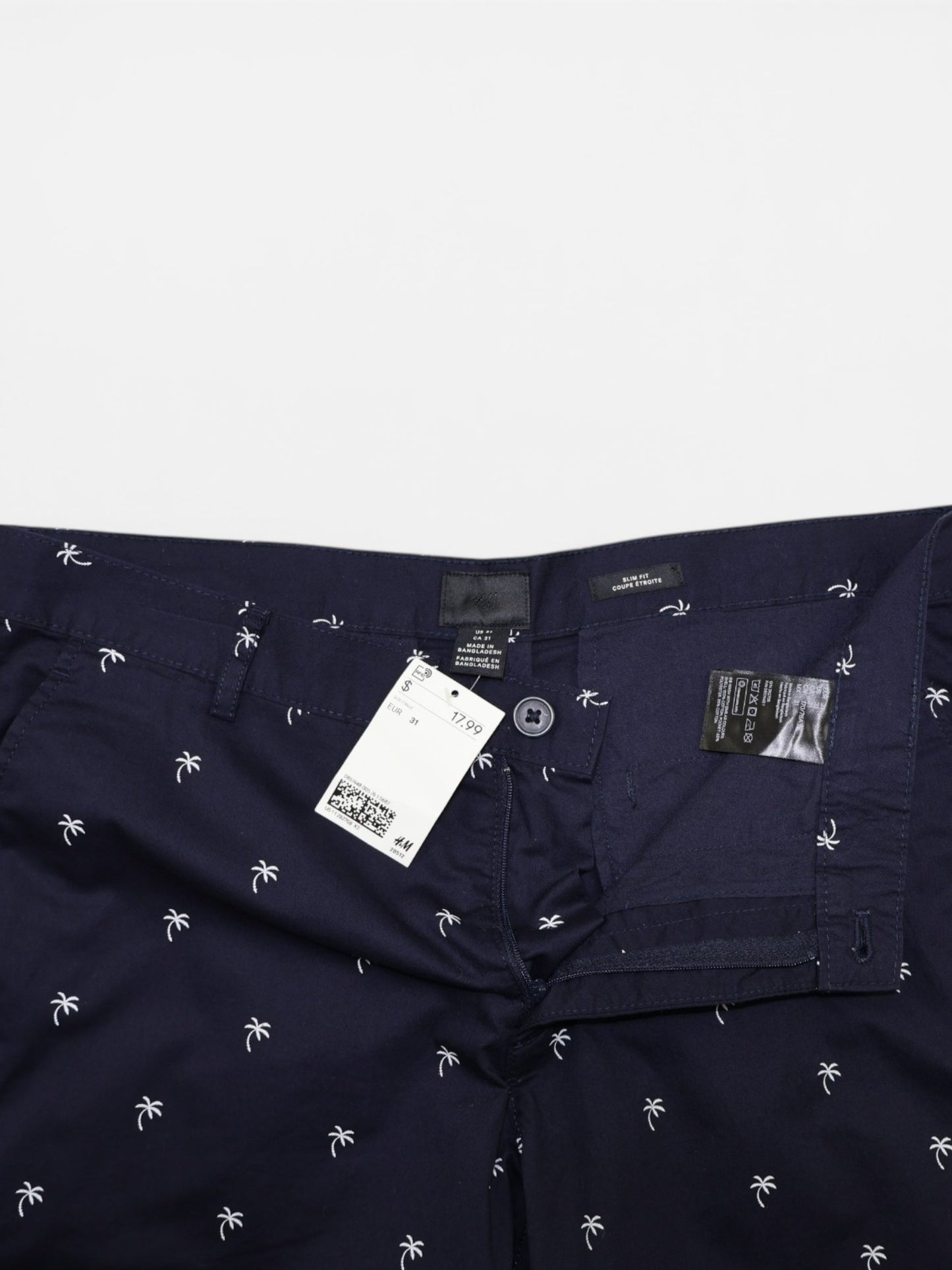 BERMUDA SLIM FIT CON ESTAMPADO DE PALMERAS | H&M | TALLA 31