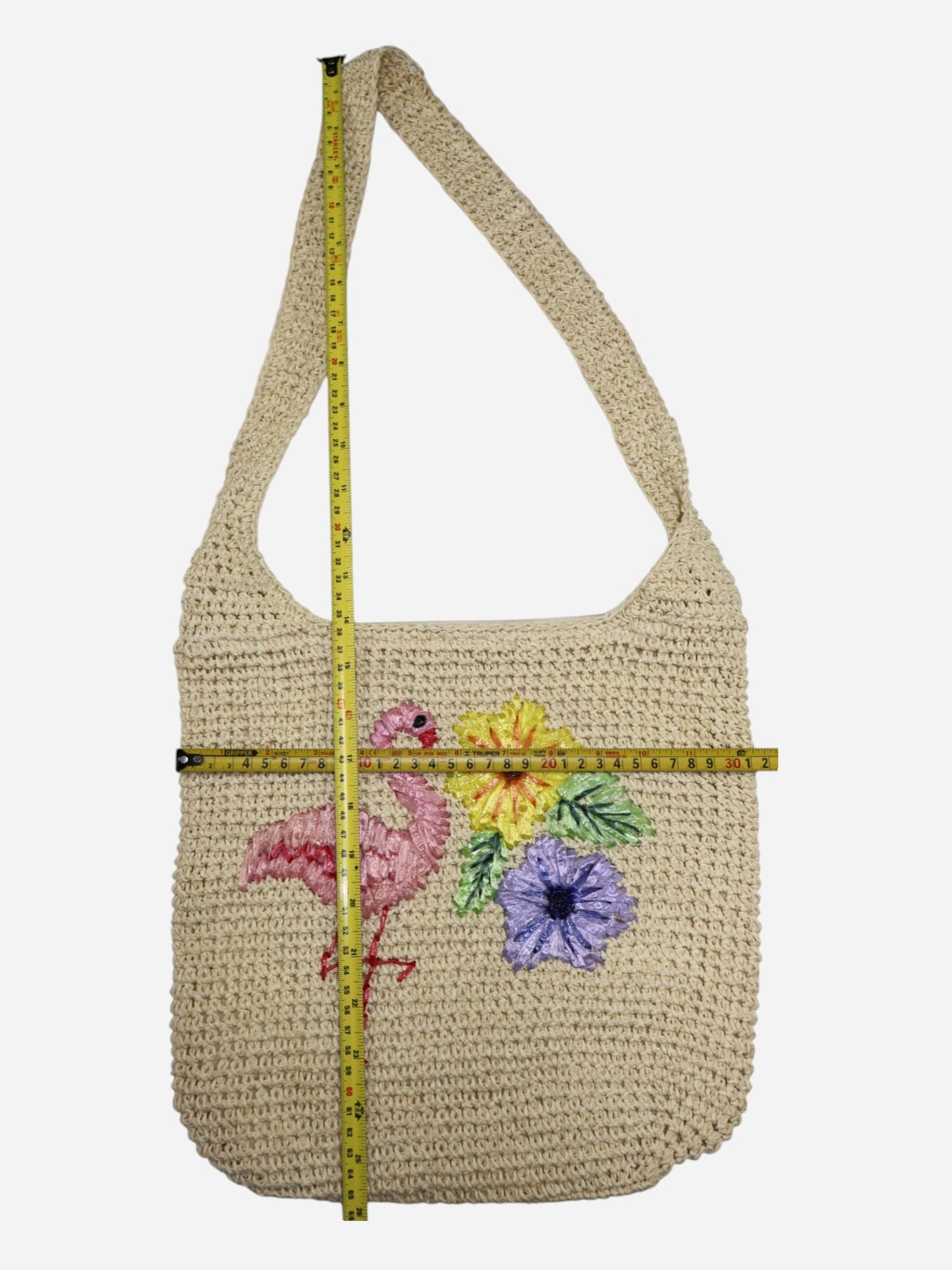 CARTERA TEJIDA CON APLICACIONES DE FLAMENCO Y FLORES