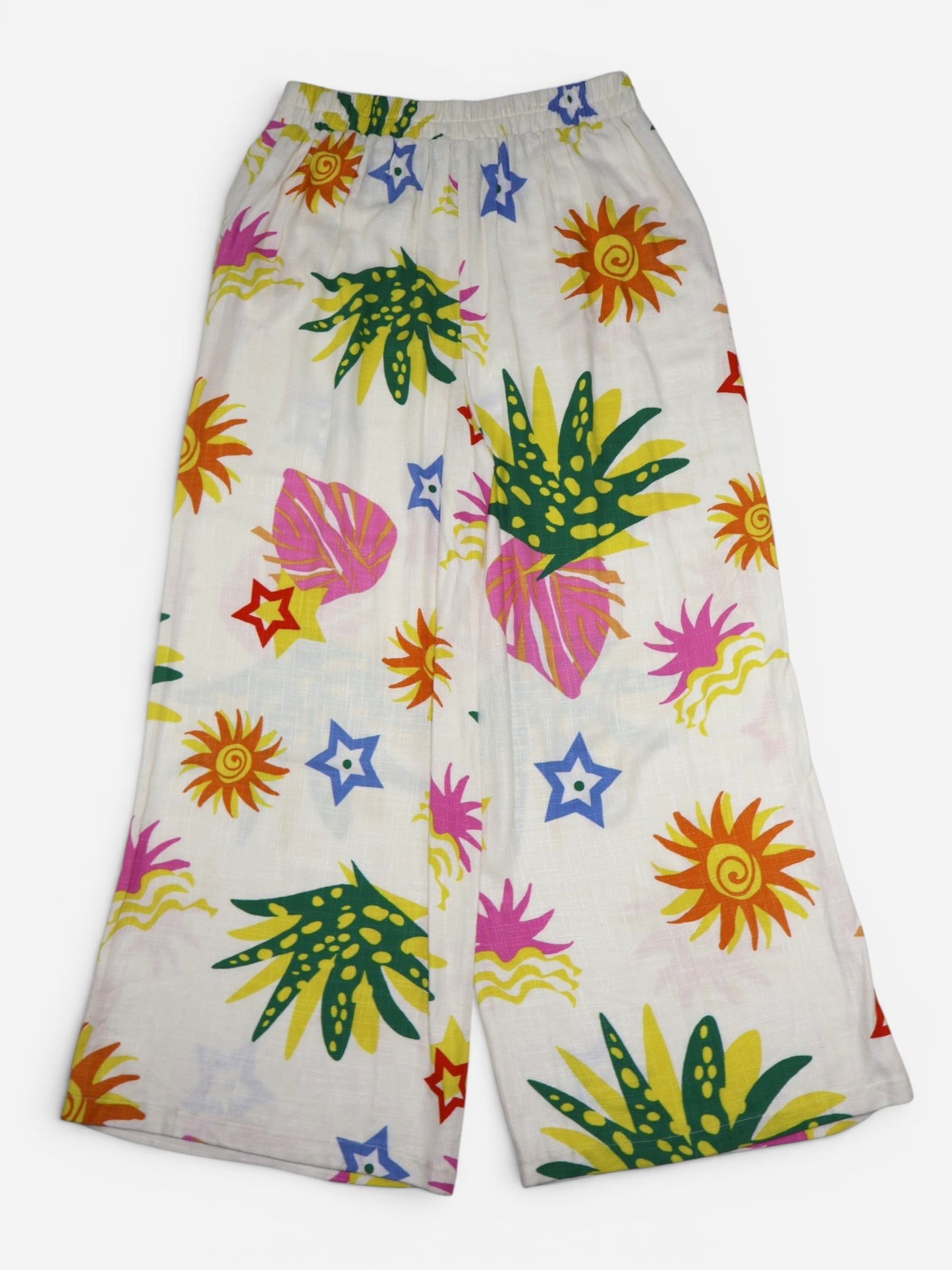 PANTALÓN PALAZZO CON ESTAMPADO TROPICAL | SIENNA SKY | TALLA L