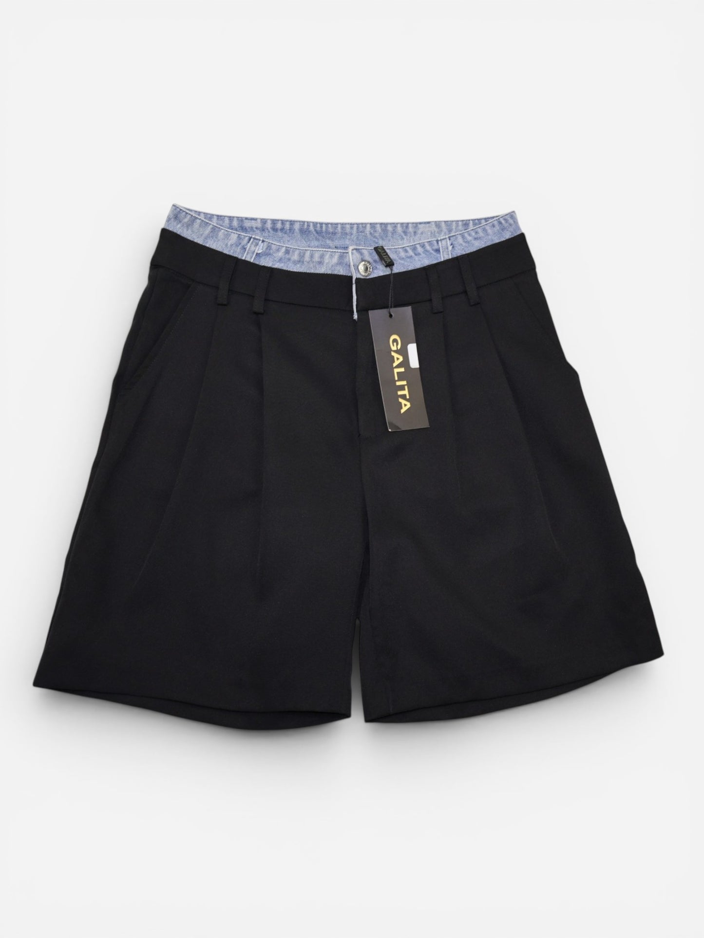 BERMUDA NEGRA CON CINTURA EN DENIM | GALITA | TALLA M