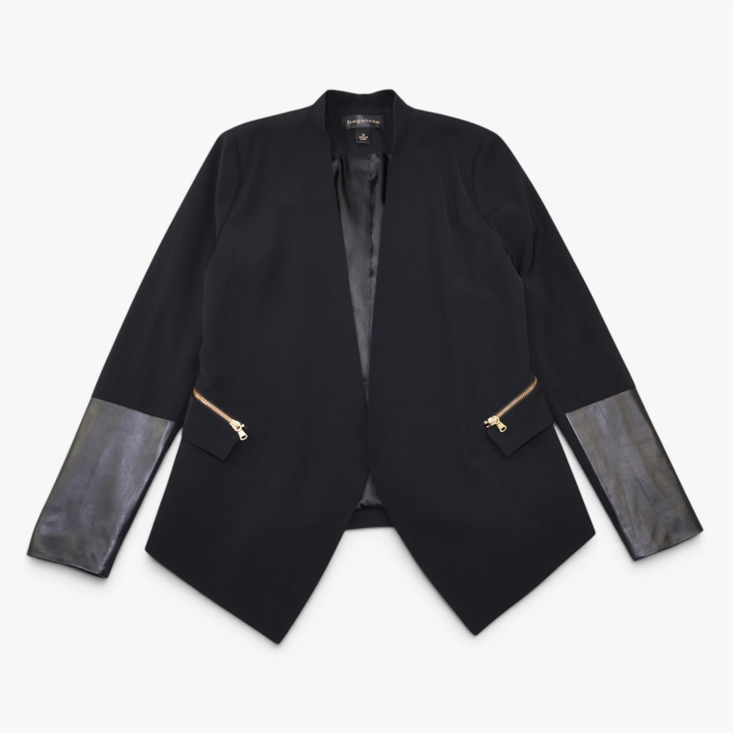 BLAZER NEGRO CON MANGAS EN PIEL GENUINA | BAGATELLE | TALLA M