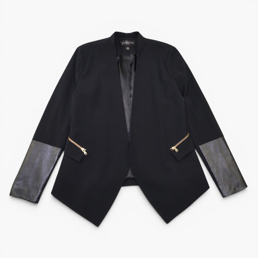 BLAZER NEGRO CON MANGAS EN PIEL GENUINA | BAGATELLE | TALLA M