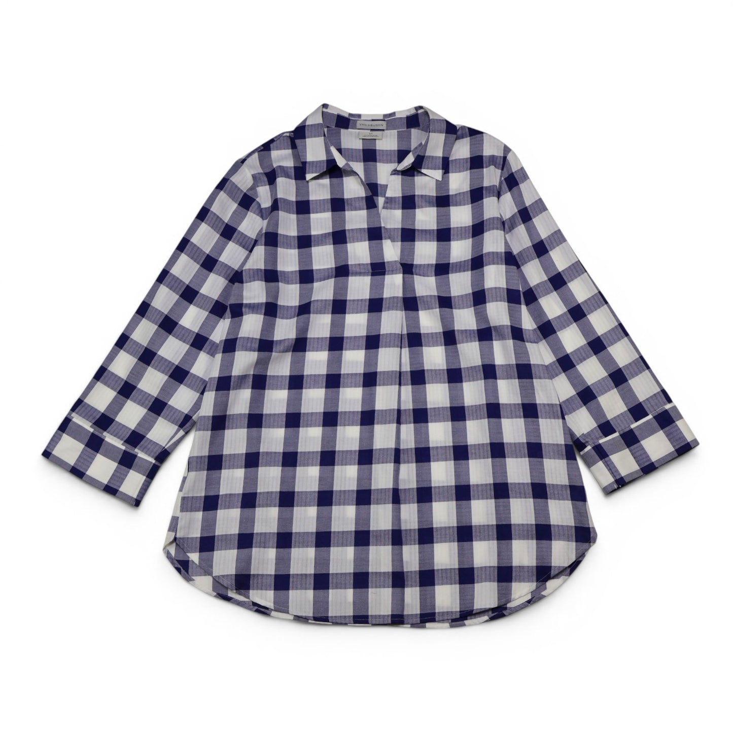 BLUSA CAMISERA DE CUADROS AZUL Y BLANCO | VAN HEUSEN | TALLA M