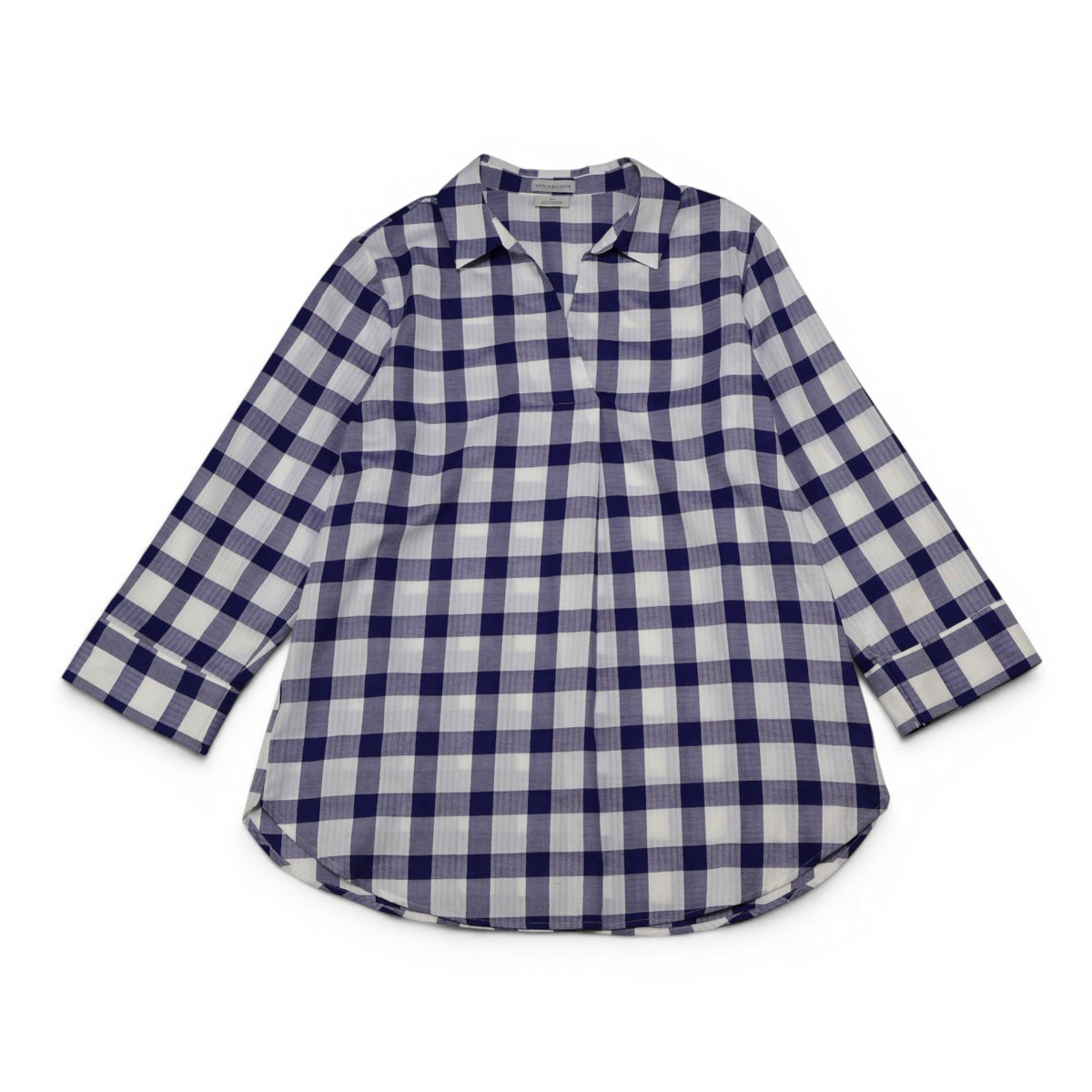 BLUSA CAMISERA DE CUADROS AZUL Y BLANCO | VAN HEUSEN | TALLA M