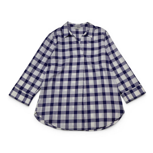 BLUSA CAMISERA DE CUADROS AZUL Y BLANCO | VAN HEUSEN | TALLA M