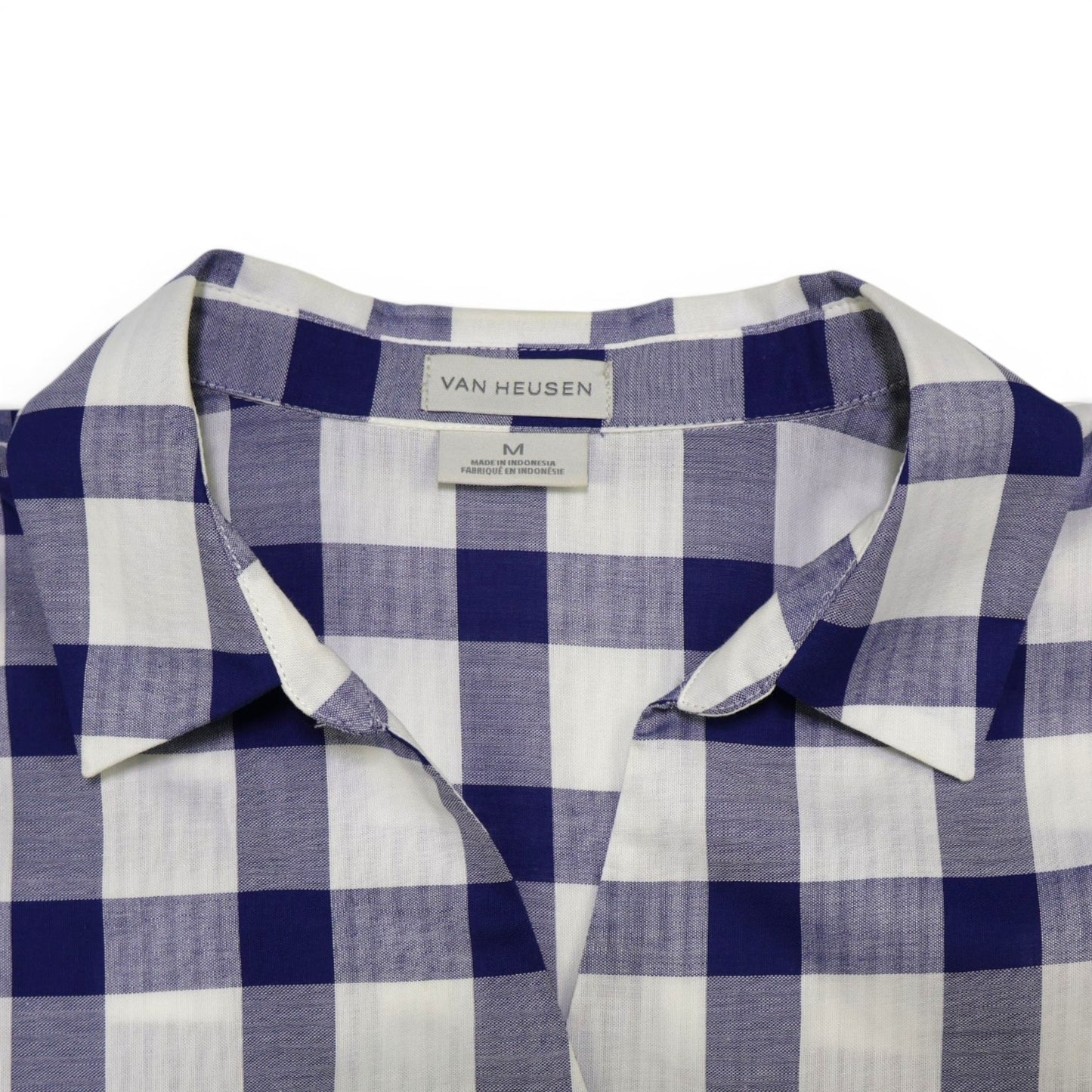 BLUSA CAMISERA DE CUADROS AZUL Y BLANCO | VAN HEUSEN | TALLA M