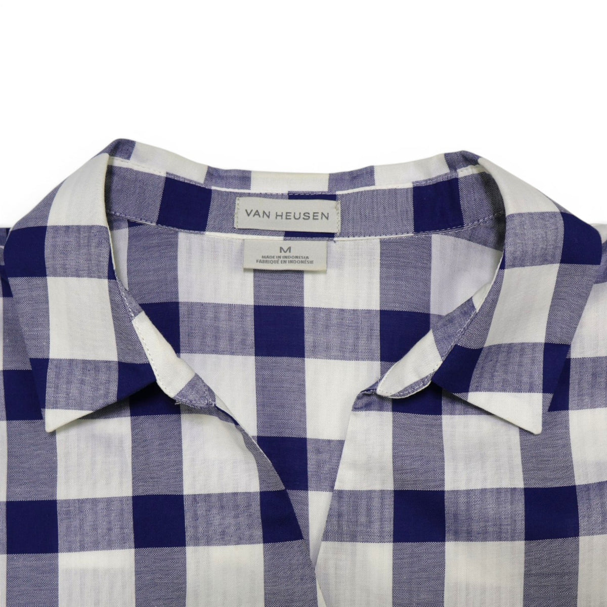 BLUSA CAMISERA DE CUADROS AZUL Y BLANCO | VAN HEUSEN | TALLA M