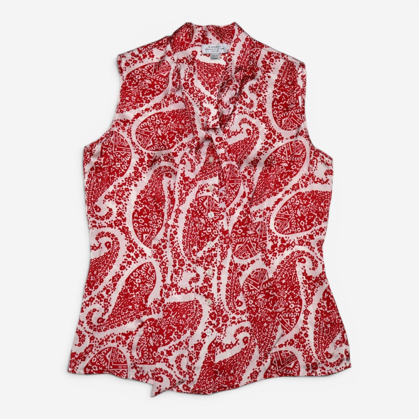 CAMISA SIN MANGAS Y LAZO FRONTAL | TAHARI | TALLA XS PETITE