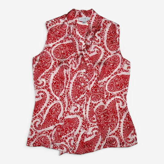 CAMISA SIN MANGAS Y LAZO FRONTAL | TAHARI | TALLA XS PETITE