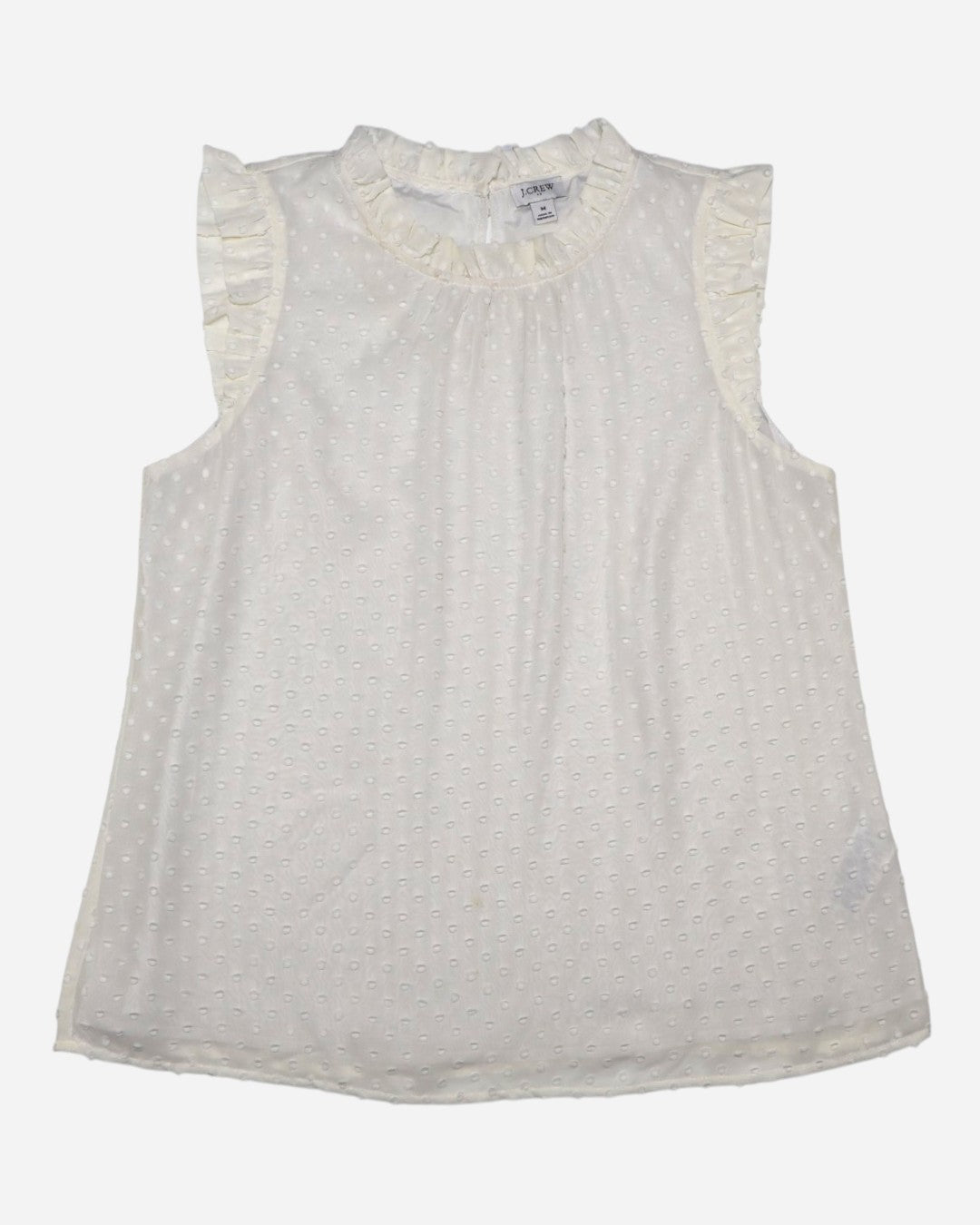 Blusa crema J.Crew sin mangas con volantes para mujer, talla M, ropa de segunda mano en República Dominicana