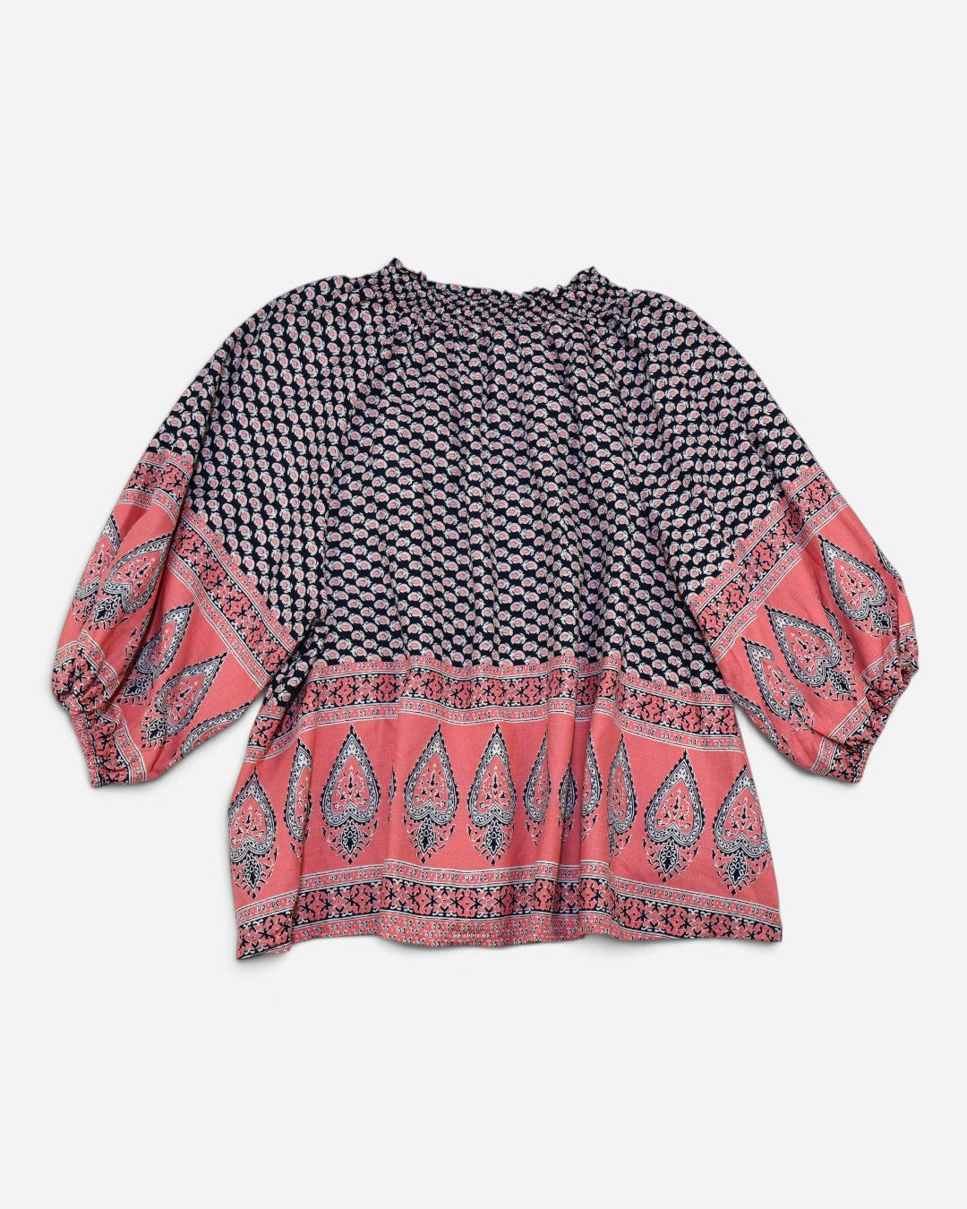 Espalda de blusa oversize estampada de lino para mujer, ropa de segunda mano en RD