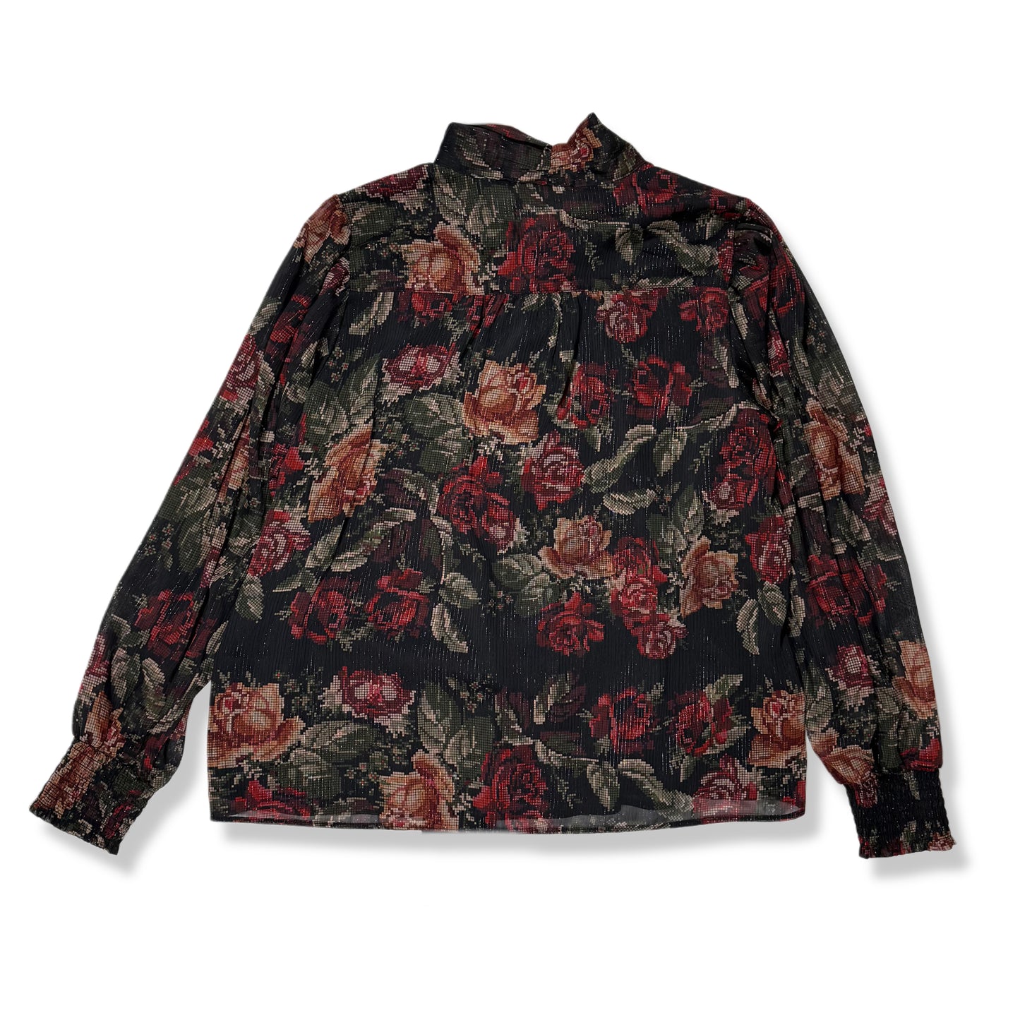 BLUSA FLORAL CON LAZO Y TELA METÁLICA | FARMERS MARKET | TALLA L