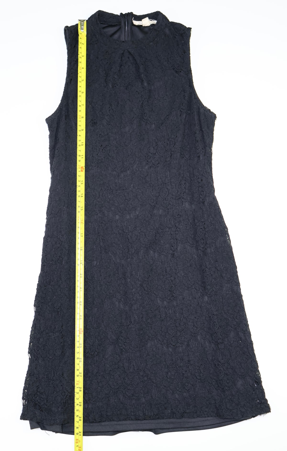 Vestido negro de encaje cuello alto sin mangas para mujer Rebellion talla S, foto 7