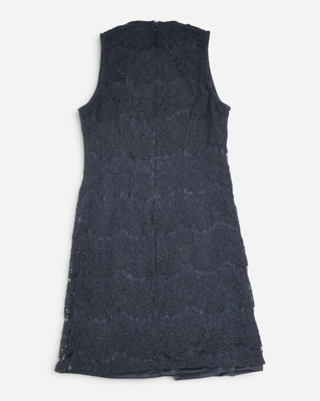 Espalda de vestido negro de encaje con zíper, ropa de segunda mano en RD