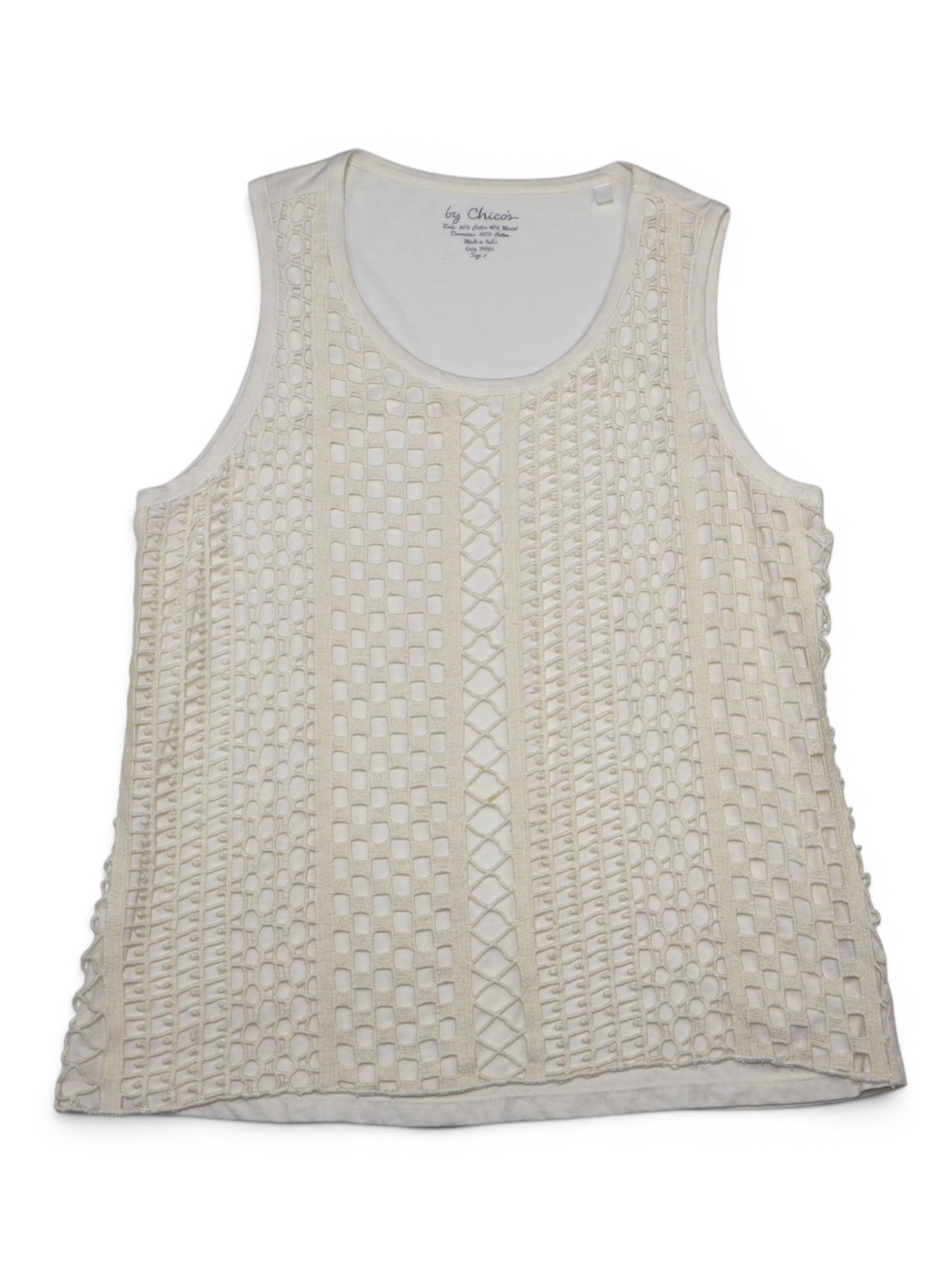 TOP SIN MANGAS COLOR CREMA CON DETALLE TEXTURIZADO | CHICO’S | TALLA L