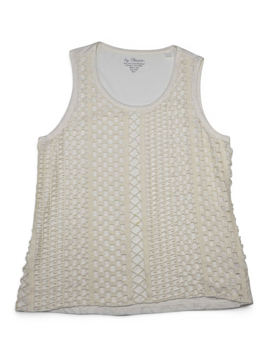 TOP SIN MANGAS COLOR CREMA CON DETALLE TEXTURIZADO | CHICO’S | TALLA L