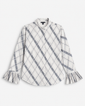BLUSA BLANCA ESTAMPADA CON PUÑOS PLISADOS PARA MUJER | ANN TAYLOR | TALLA M