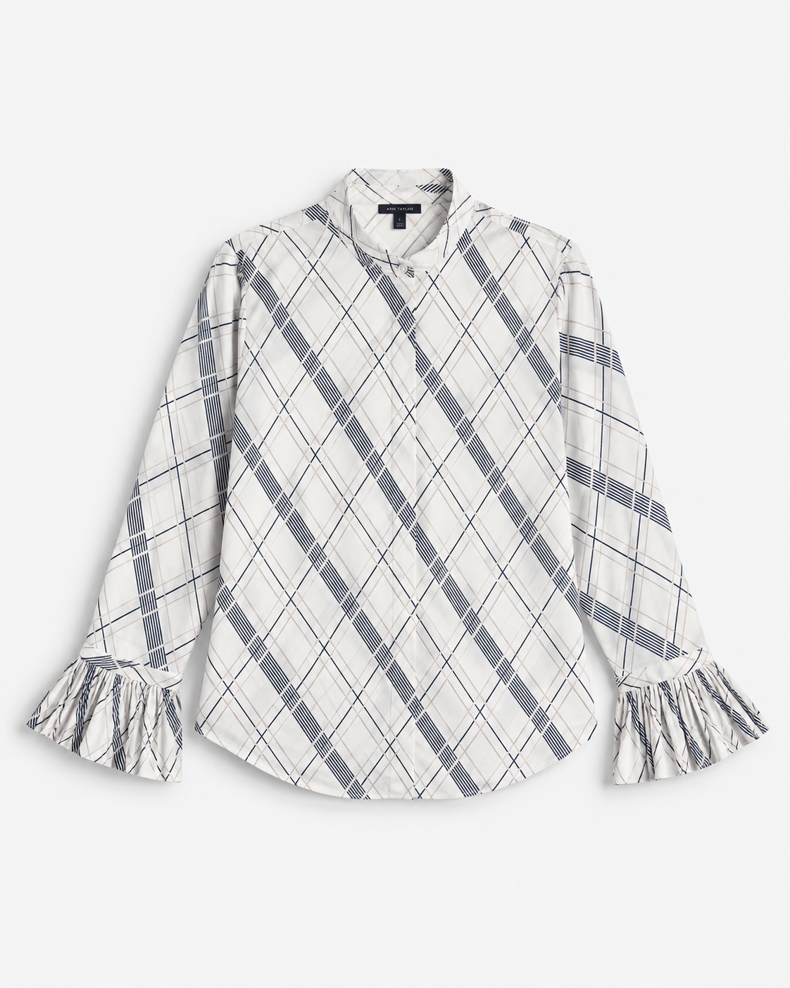 BLUSA BLANCA ESTAMPADA CON PUÑOS PLISADOS PARA MUJER | ANN TAYLOR | TALLA M