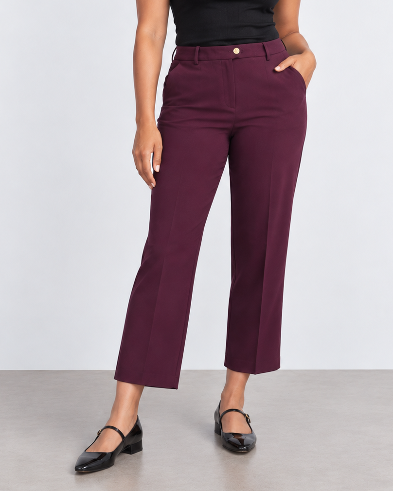 PANTALÓN COLOR VINO MODERN FIT PARA MUJER | CALVIN KLEIN | TALLA 8P