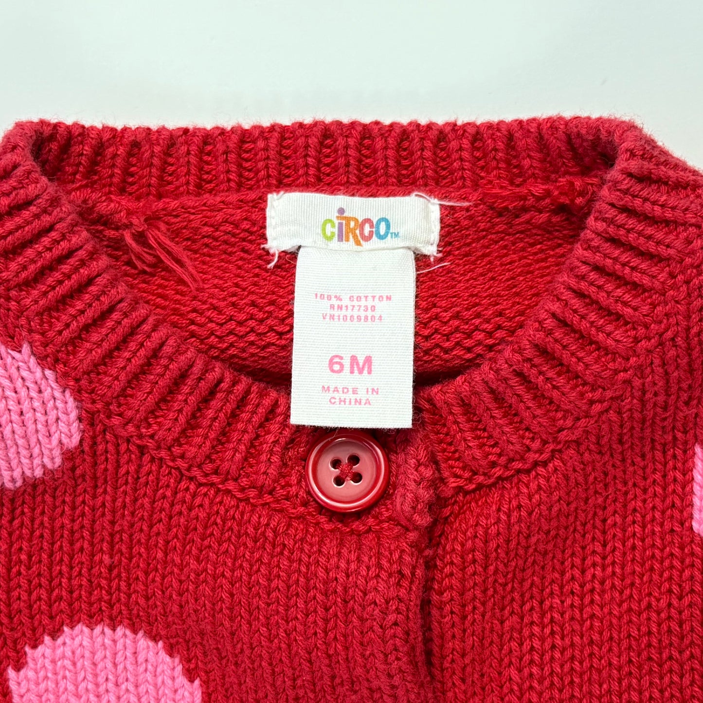 CARDIGAN ROJO Y ROSADO PARA BEBÉS | CIRCO | 6M