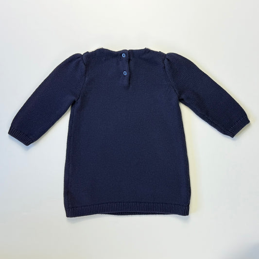 VESTIDO TEJIDO CON CUELLO BLANCO Y CORAZONES | BABYGAP | 6-12M