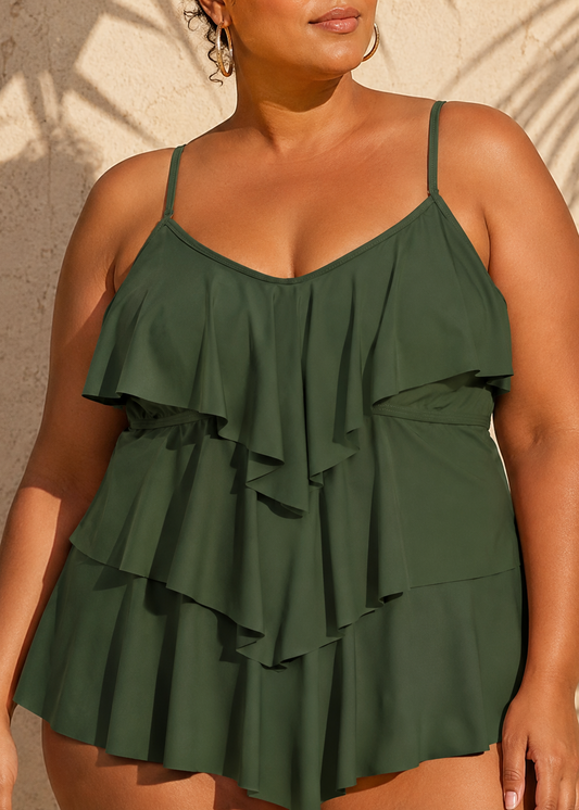 TOP DE TANKINI VERDE PARA MUJER | TALLA 4XL