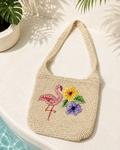 CARTERA TEJIDA CON APLICACIONES DE FLAMENCO Y FLORES
