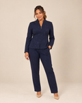 Conjunto de chaqueta y pantalón azul marino con bordado para mujer, marca Sag Harbor, talla 12P